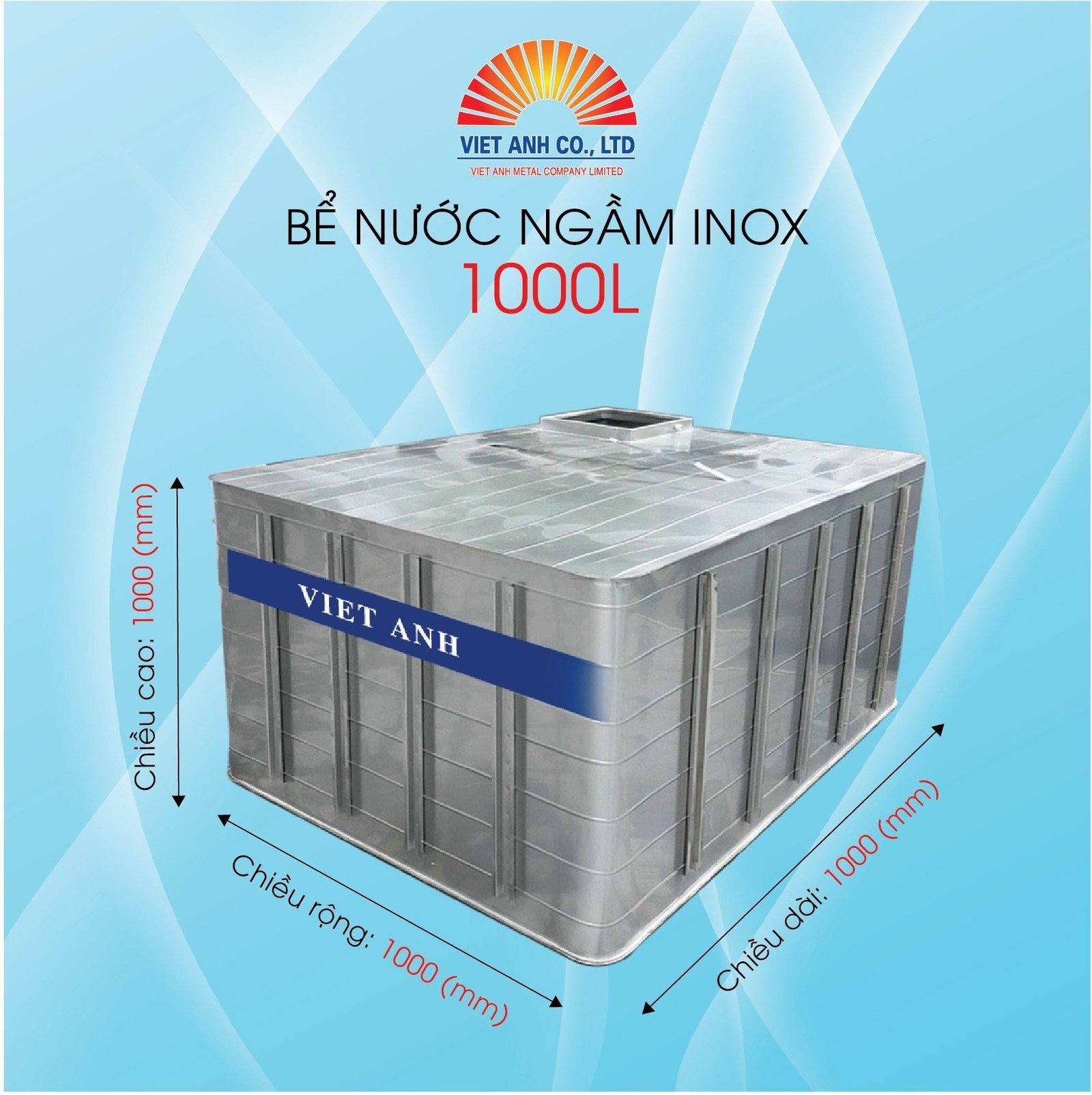 Bể nước ngầm Inox Việt Anh 1000l