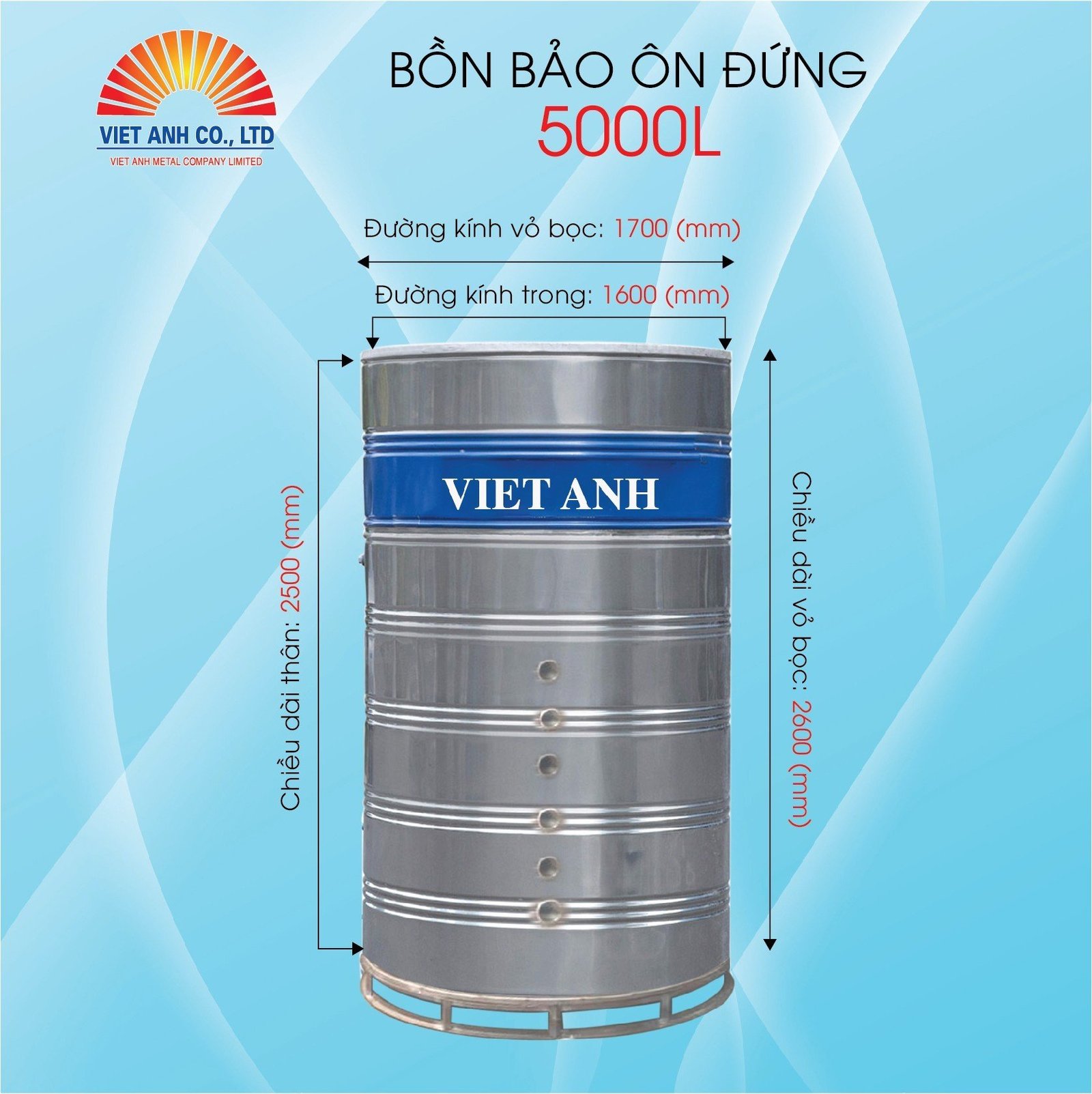 Bình bảo ôn Việt Anh 5000l đứng