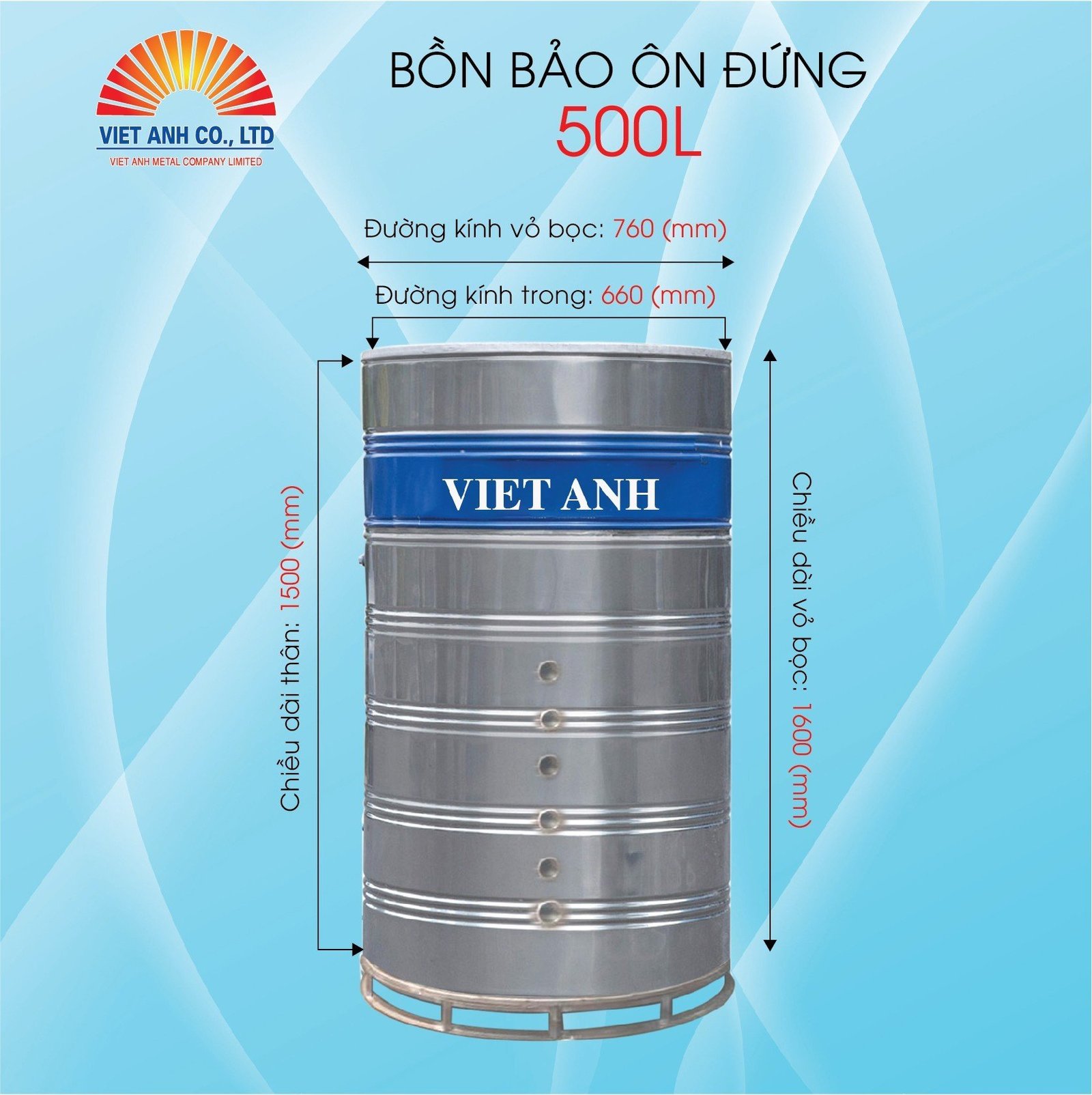 Bình bảo ôn Việt Anh 500l đứng