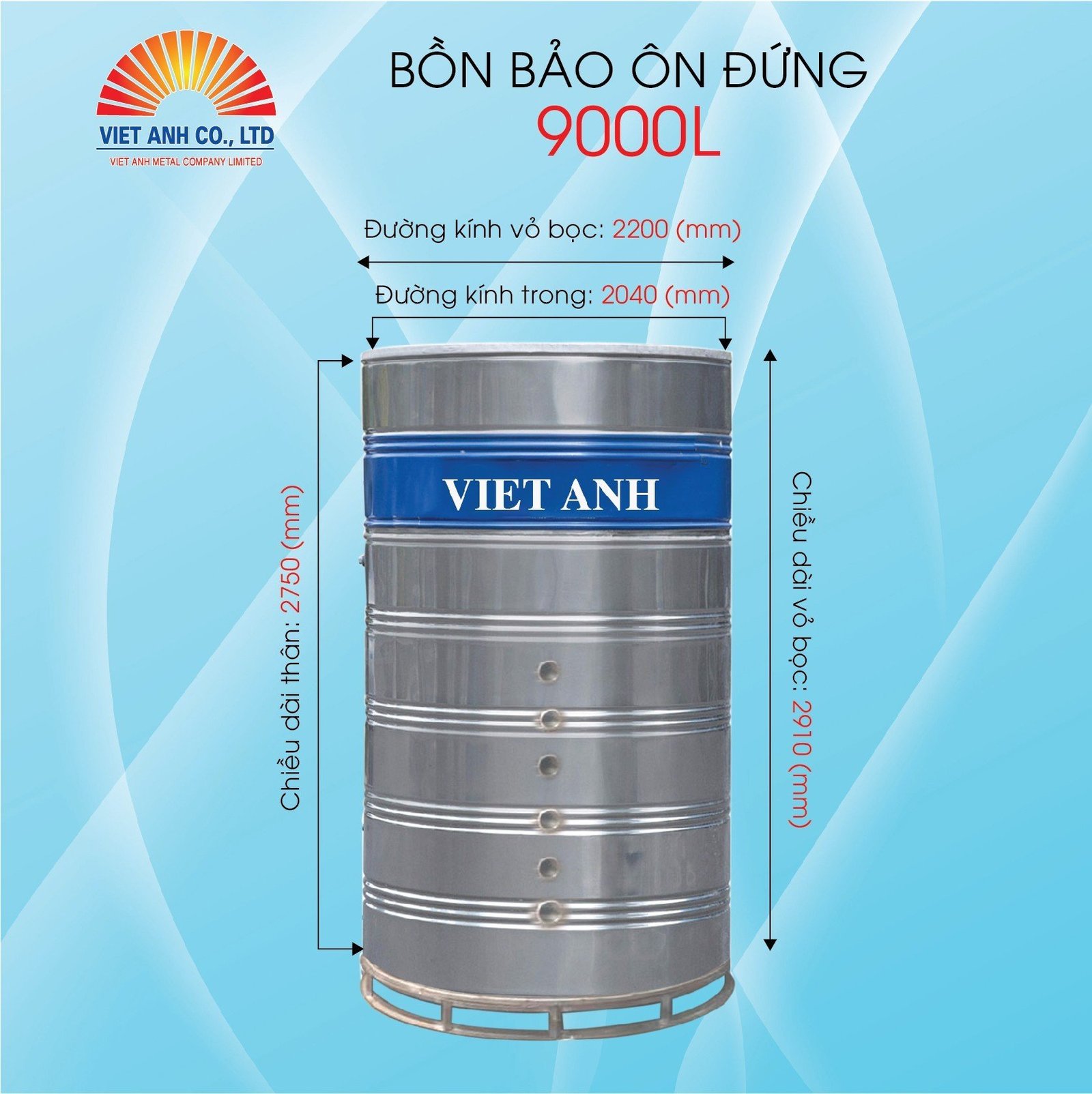 Bình bảo ôn Việt Anh 9000l đứng