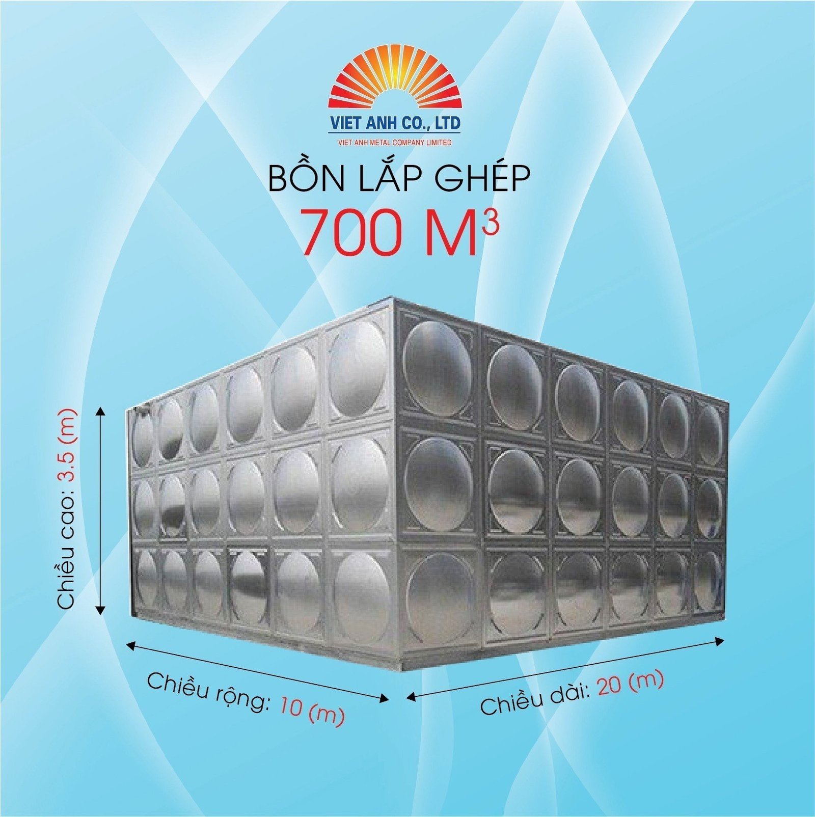 Bồn lắp ghép Inox Việt Anh 700m3
