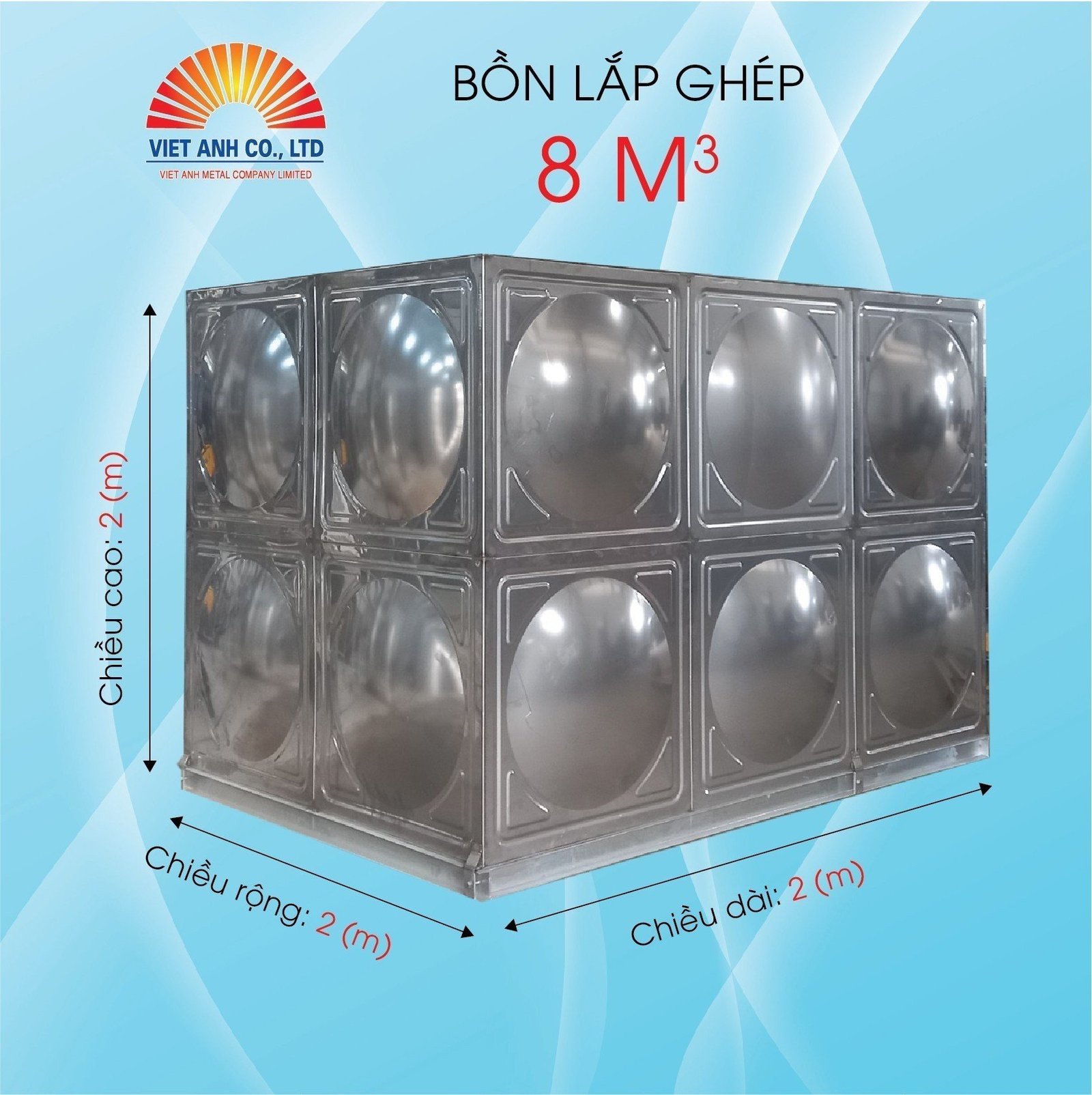 Bồn lắp ghép Inox Việt Anh 8m3
