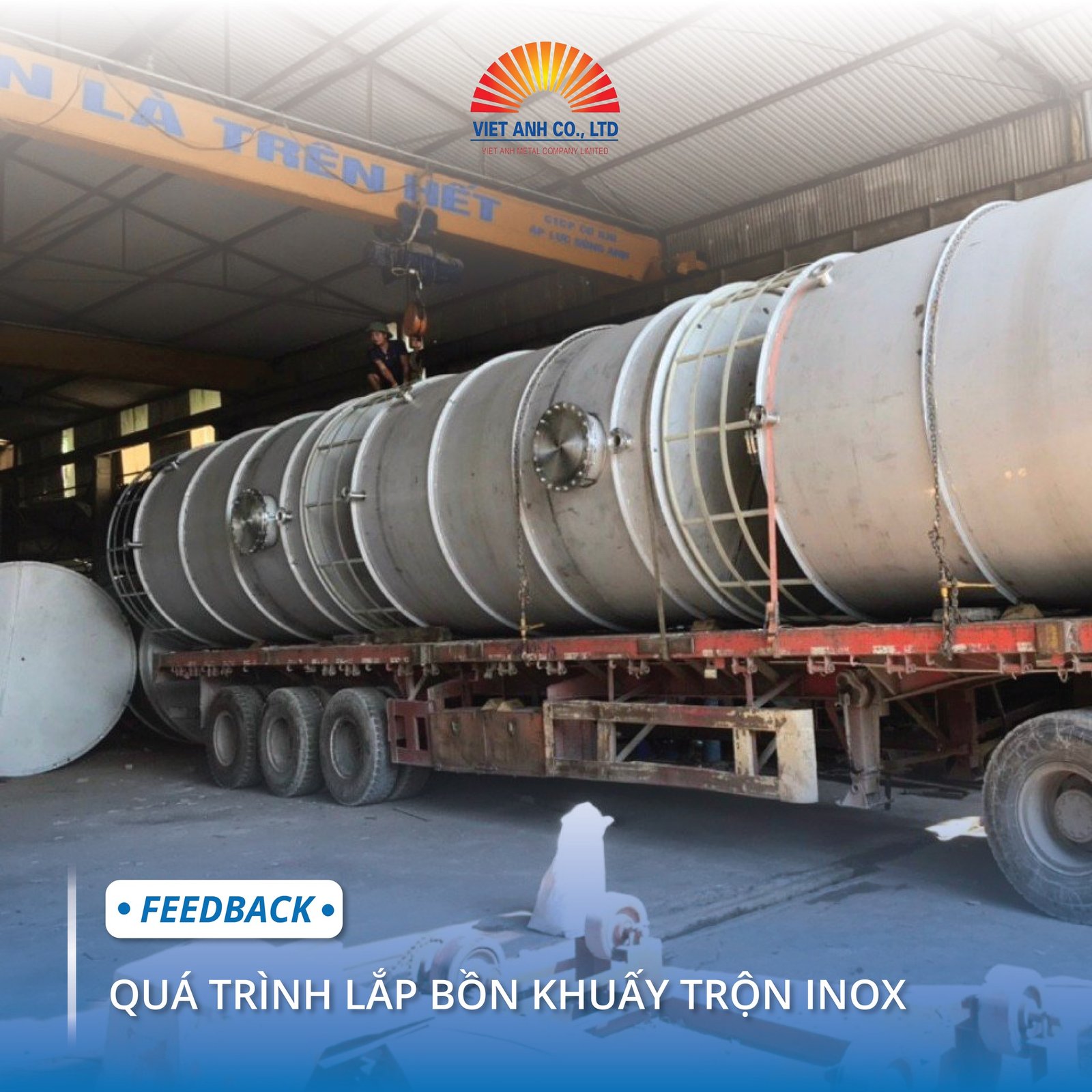 Quá trình lắp bồn khuấy trộn Inox Việt Anh 1