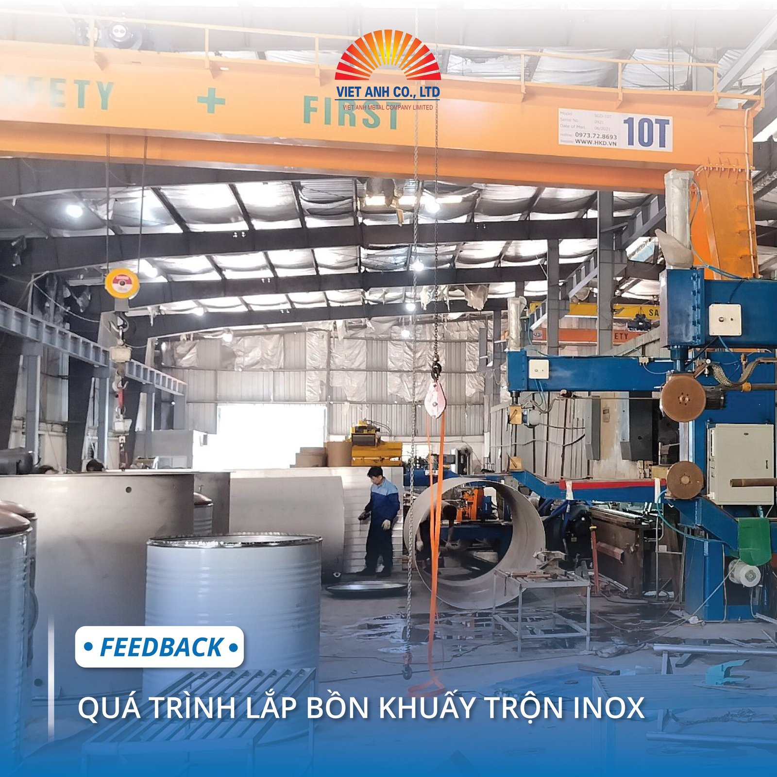 Quá trình lắp bồn khuấy trộn Inox Việt Anh 3