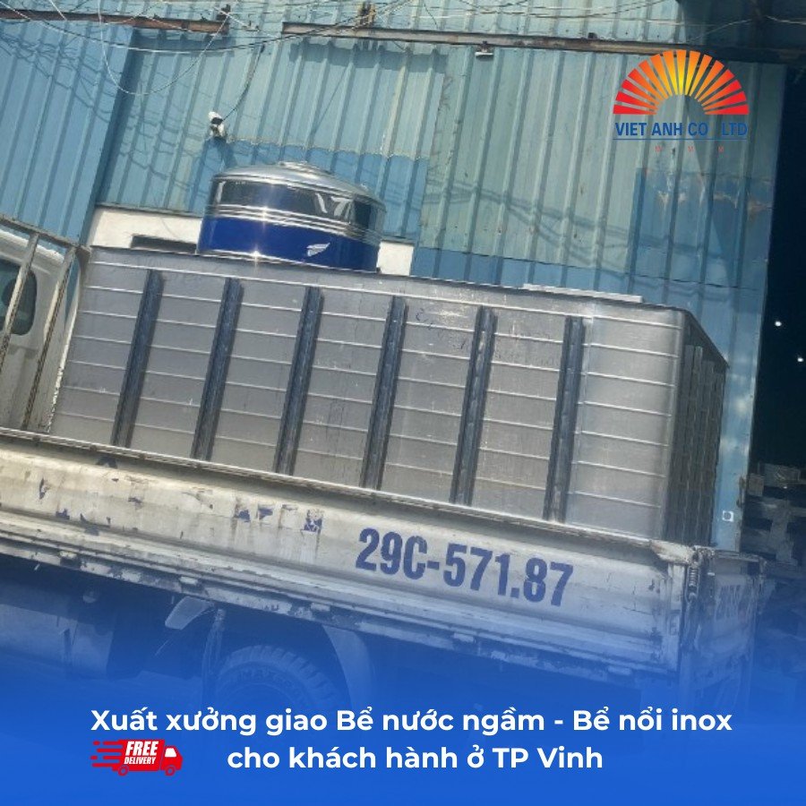 Xuất xưởng giao bể nước ngầm, bể nổi inox cho khách hàng ở Vinh