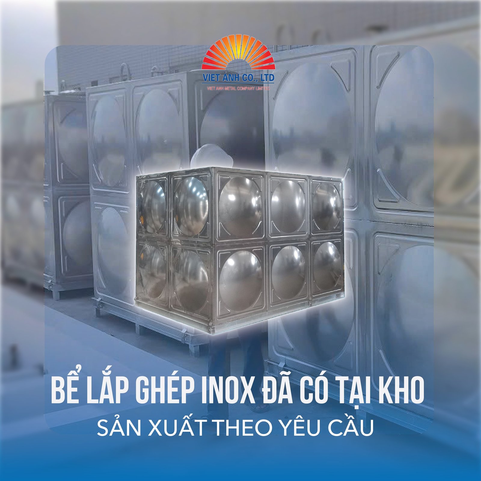 Bể lắp ghép inox đã có tại kho sản xuất theo yêu cầu