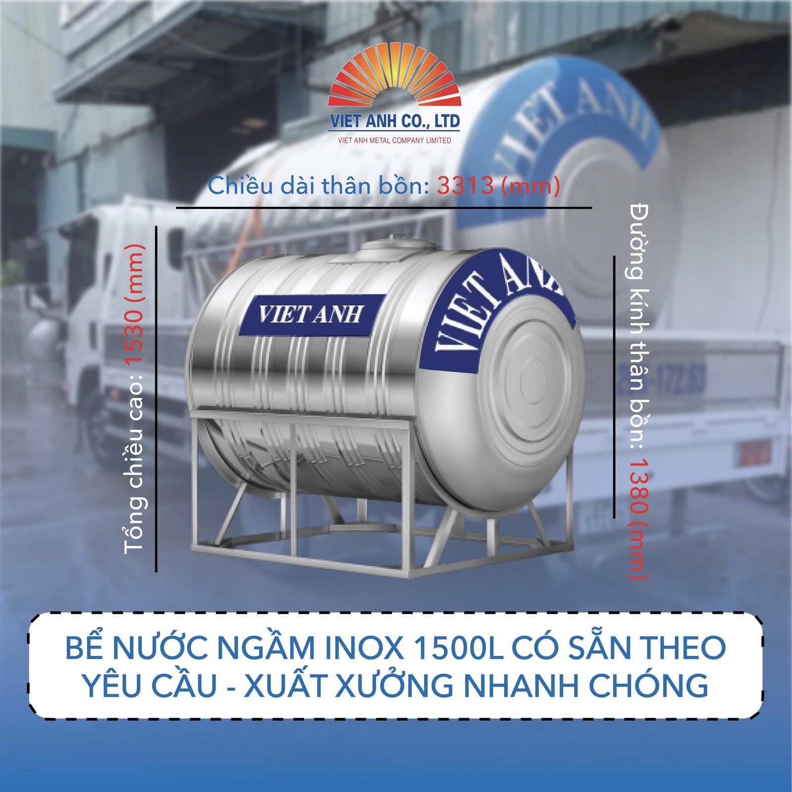 Bể nước ngầm inox 1500l có sẵn theo yêu cầu - xuất xưởng nhan chóng