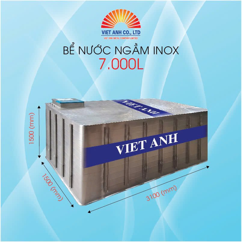 Bể nước ngầm inox Việt Anh 7000l