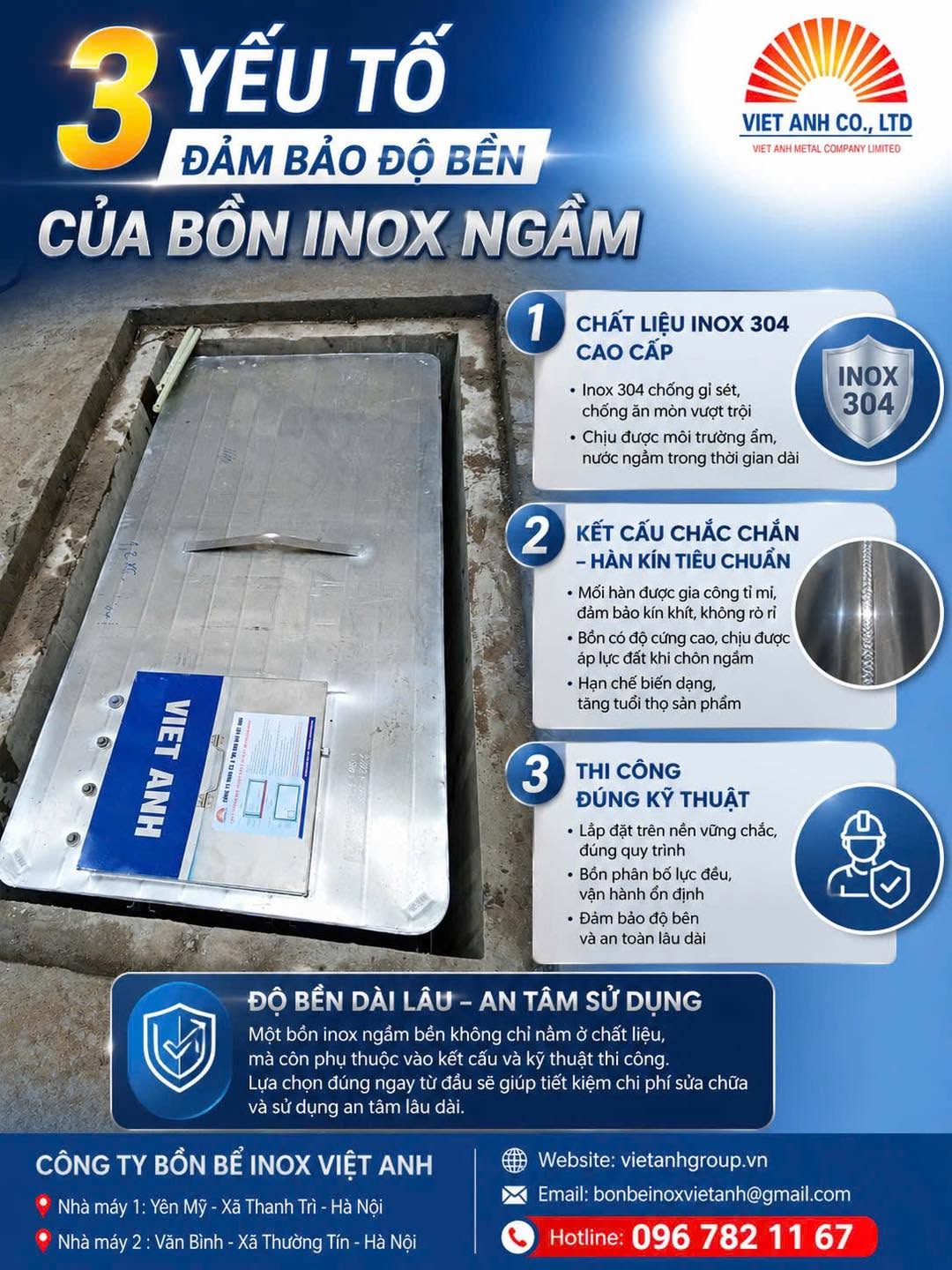 Kinh nghiệm lựa chọn bể nước ngầm inox phù hợp